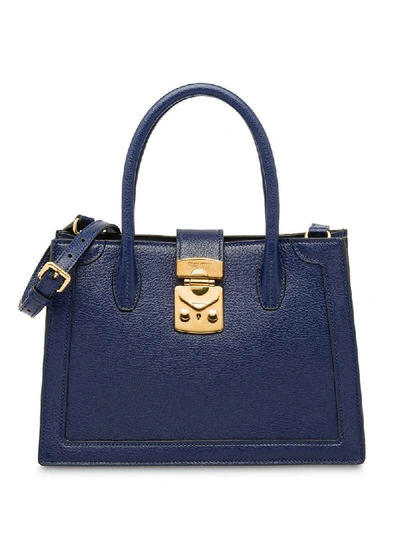 Shop Miu Miu Miu Confidential Madras Leather Bag - Blue