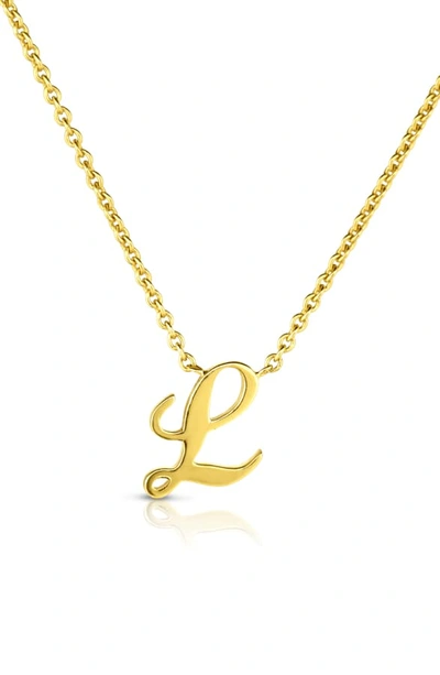 Shop Roberto Coin Robert Coin Cursive Initial Pendant Necklace In Yellow Gold - L