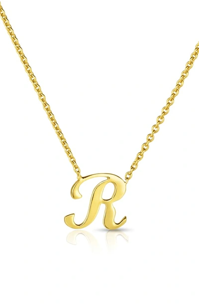 Shop Roberto Coin Robert Coin Cursive Initial Pendant Necklace In Yellow Gold - R