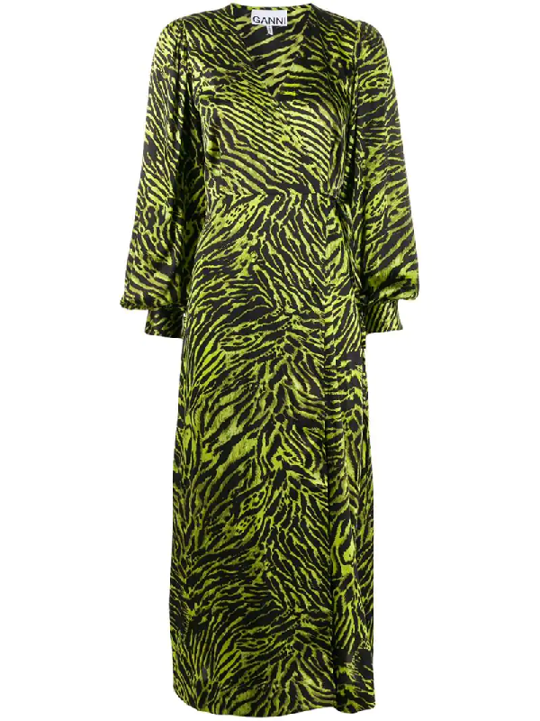 ganni green wrap dress