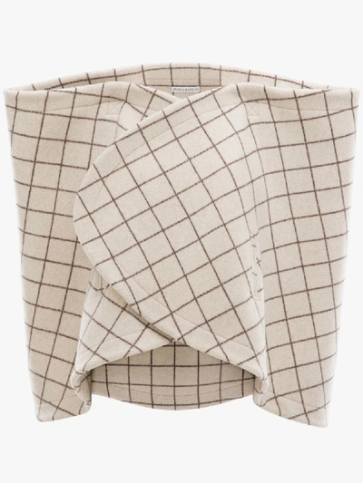 Shop Jw Anderson Exclusive Windowpane Wrap Cape In Neutrals