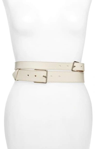 Shop Alexander Mcqueen Double Long Calfskin Belt In New Bone