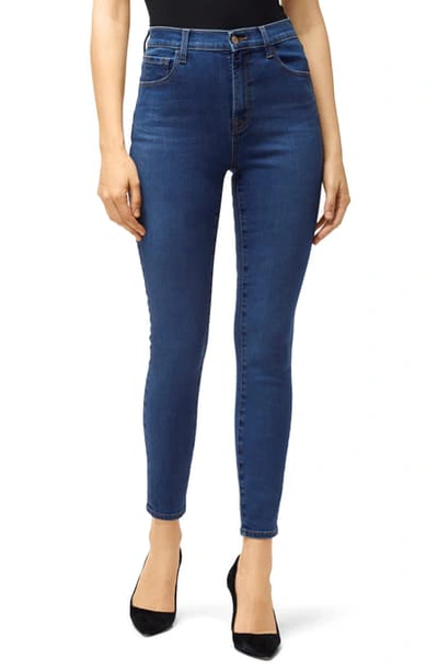 Shop J Brand Leenah Super High Waist Raw Ankle Skinny Jeans In Cyber