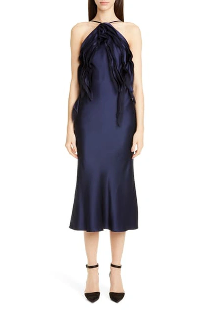 Shop Jason Wu Collection Crepe Back Satin Cocktail Dress In Navy