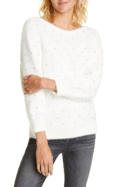 Shop Ba&sh Amby Rhinestone Detail Angora Blend Sweater In Ecru