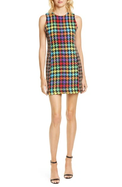 Shop Alice And Olivia Colin Houndstooth Tweed Minidress In Blk Multi