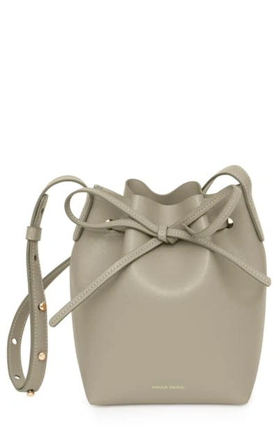 Shop Mansur Gavriel Mini Saffiano Leather Bucket Bag In Elefante