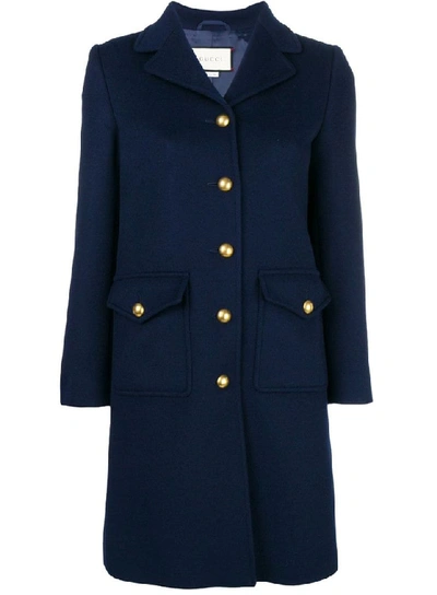 Shop Gucci Blue Viscose Coat