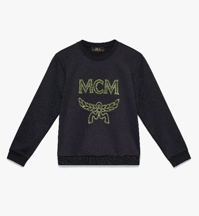 Shop Mcm Damen-sweatshirt Mit Logo In Black