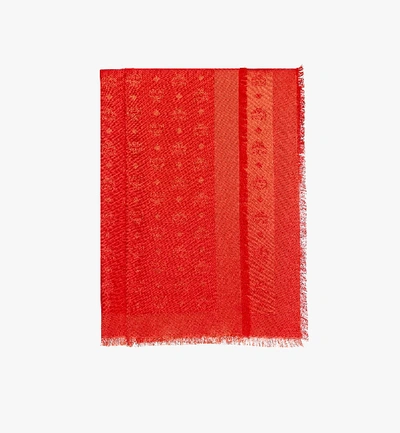 Shop Mcm Monogram Jacquard Scarf In Tangerine Tango