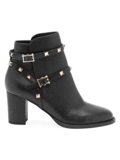 Shop Valentino Rockstud Leather Ankle Boots In Black