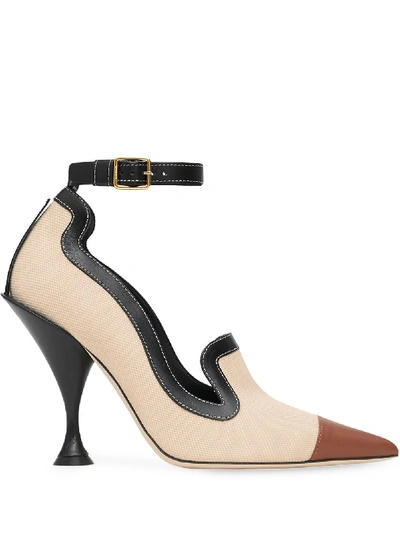 Shop Burberry Leather Pumps In Brown