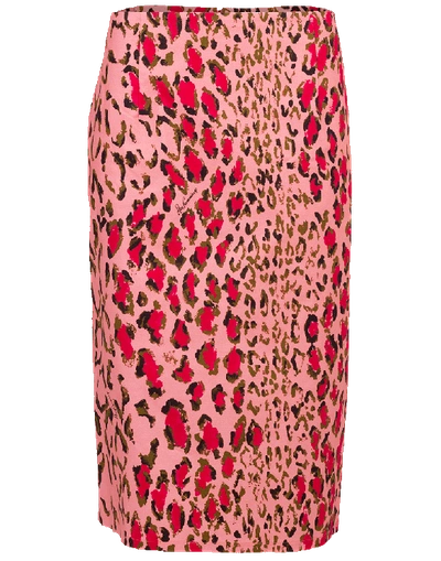 Shop Carolina Herrera Leopard Print Pencil Skirt In Pink
