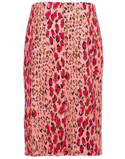 Shop Carolina Herrera Leopard Print Pencil Skirt In Pink