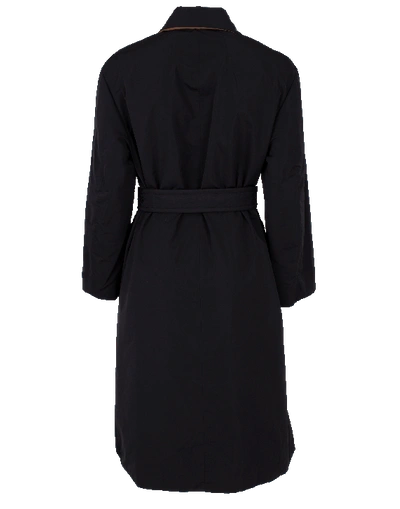 Shop Brunello Cucinelli Reversible Taffeta Trench Coat In Blk-cari