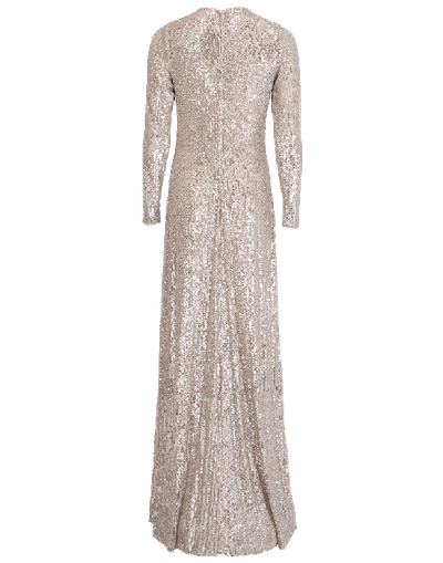 Shop Naeem Khan Sequin Knit Gown In Silver