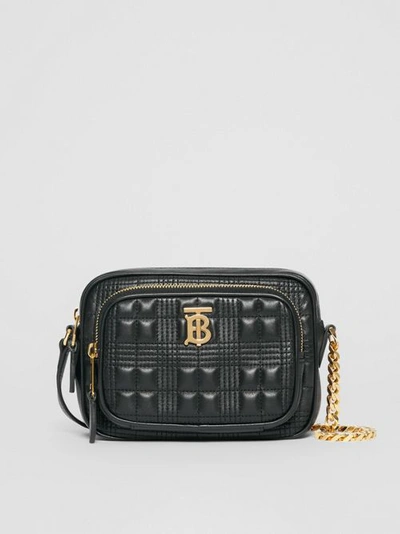 Shop Burberry Small Quilted Lambsk In Black