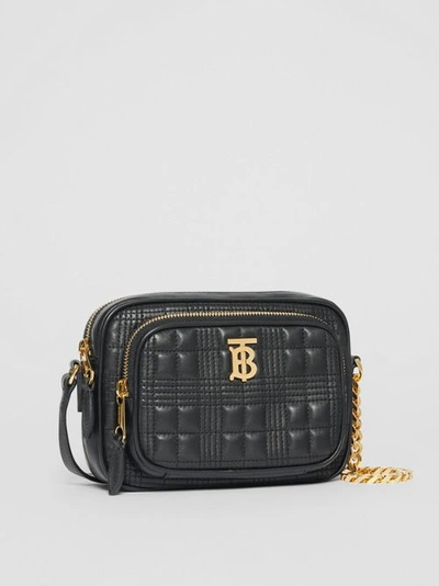 Shop Burberry Small Quilted Lambsk In Black