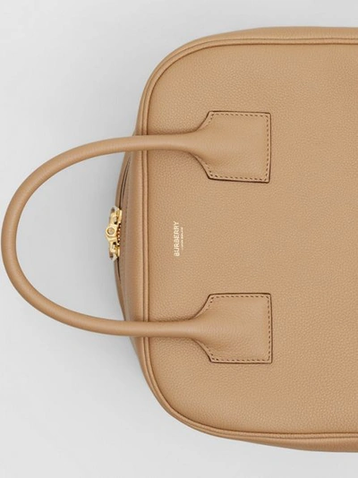Shop Burberry Medium Leather Cube Bag In Biscuit