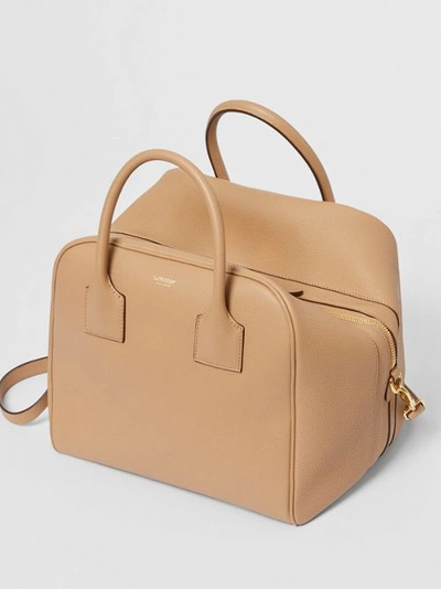 Shop Burberry Medium Leather Cube Bag In Biscuit