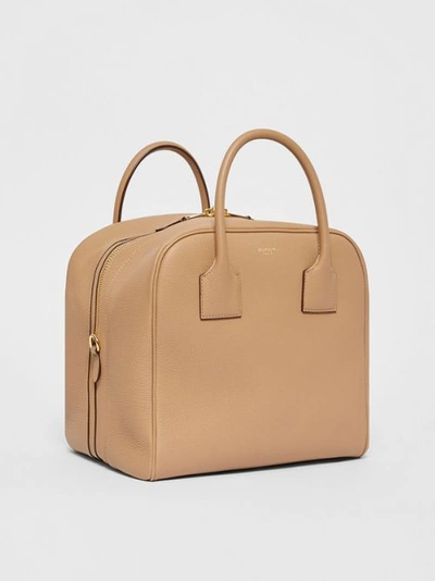 Shop Burberry Medium Leather Cube Bag In Biscuit