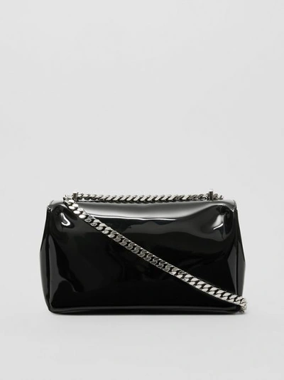 Shop Burberry Small Tape Print Laminated Lola Bag In Black