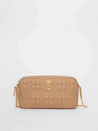 Shop Burberry Quilted Lambskin Camera Bag In Camel