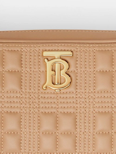 Shop Burberry Quilted Lambskin Camera Bag In Camel