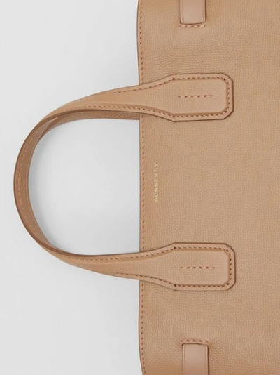 Shop Burberry The Medium Banner In Leather And Vintage Check In Camel
