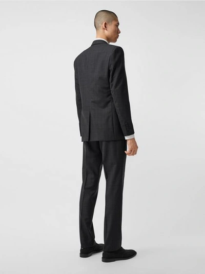 Shop Burberry Classic Fit Check Wool Three-piece Suit In Charcoal Melange