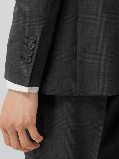 Shop Burberry Classic Fit Check Wool Three-piece Suit In Charcoal Melange