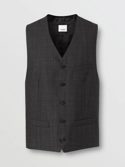 Shop Burberry Classic Fit Check Wool Three-piece Suit In Charcoal Melange