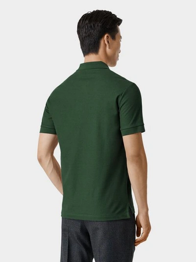 Shop Burberry Monogram Motif Cotton Piqué Polo Shirt In Dark Pine Green