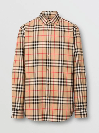 Shop Burberry Check Cotton Shirt In Archive Beige