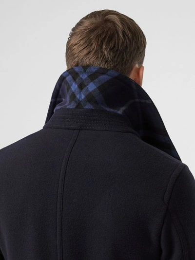 Shop Burberry Wool Blend Pea Coat In Navy