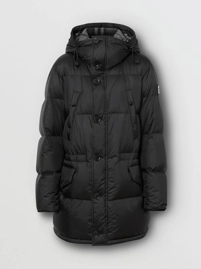 Shop Burberry Logo Detail Hooded Puffer Coat In Black