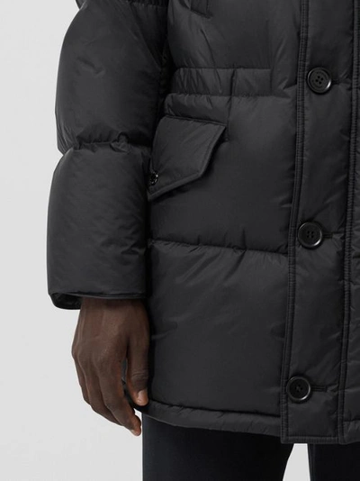 Shop Burberry Logo Detail Hooded Puffer Coat In Black