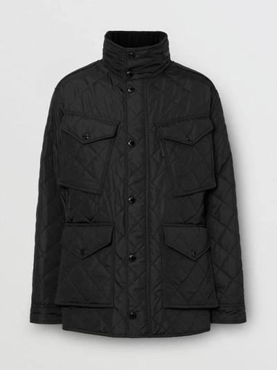 Shop Burberry Packaway Hood Quilted Thermoregulated Field Jacket In Black