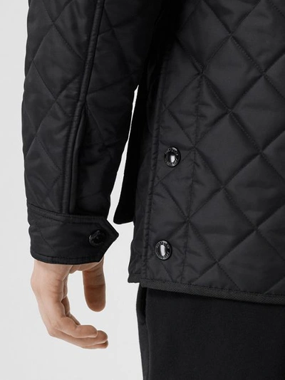 Shop Burberry Packaway Hood Quilted Thermoregulated Field Jacket In Black