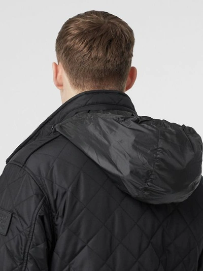 Shop Burberry Packaway Hood Quilted Thermoregulated Field Jacket In Black