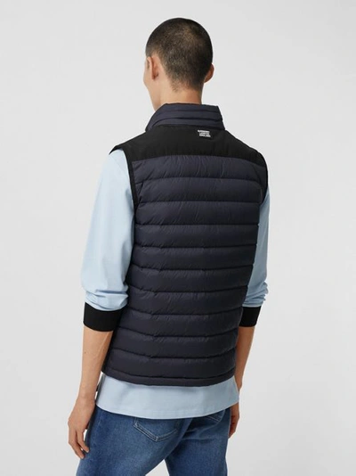 Shop Burberry Logo Graphic Puffer Gilet In Navy