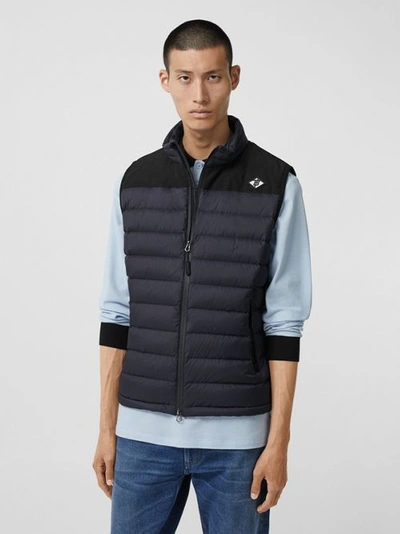 Shop Burberry Logo Graphic Puffer Gilet In Navy
