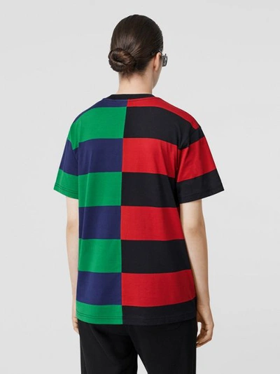 Shop Burberry Contrast Stripe Cotton Oversized T-shirt In Bright Red