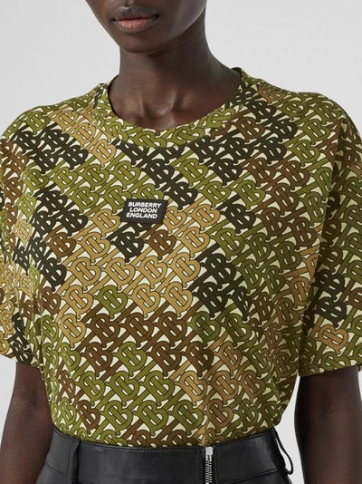 Shop Burberry Logo Detail Monogram Print Cotton Oversized T-shirt In Khaki Green