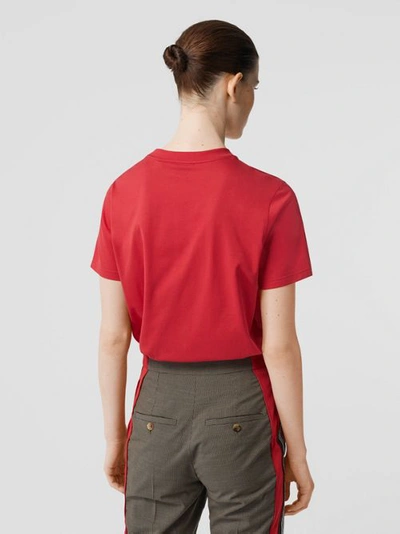 Shop Burberry Logo Print Cotton T-shirt In Bright Red