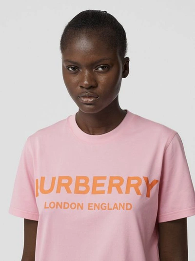 Shop Burberry Logo Print Cotton T-shirt In Candy Pink