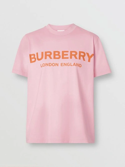 Shop Burberry Logo Print Cotton T-shirt In Candy Pink