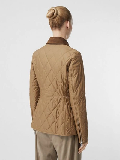 Shop Burberry Monogram Motif Quilted Riding Jacket In Honey