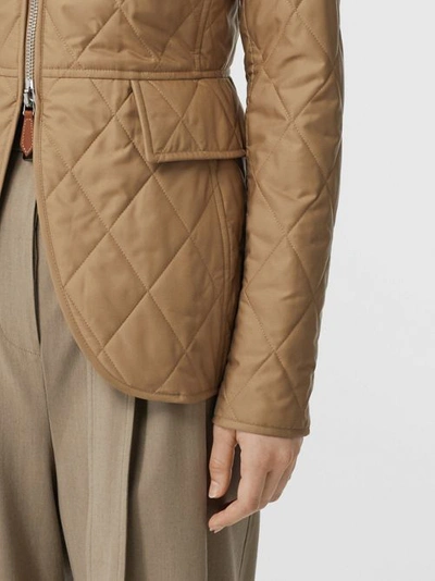 Shop Burberry Monogram Motif Quilted Riding Jacket In Honey