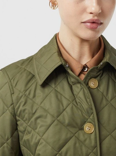 Shop Burberry Diamond Quilted Jacket In Olive Green